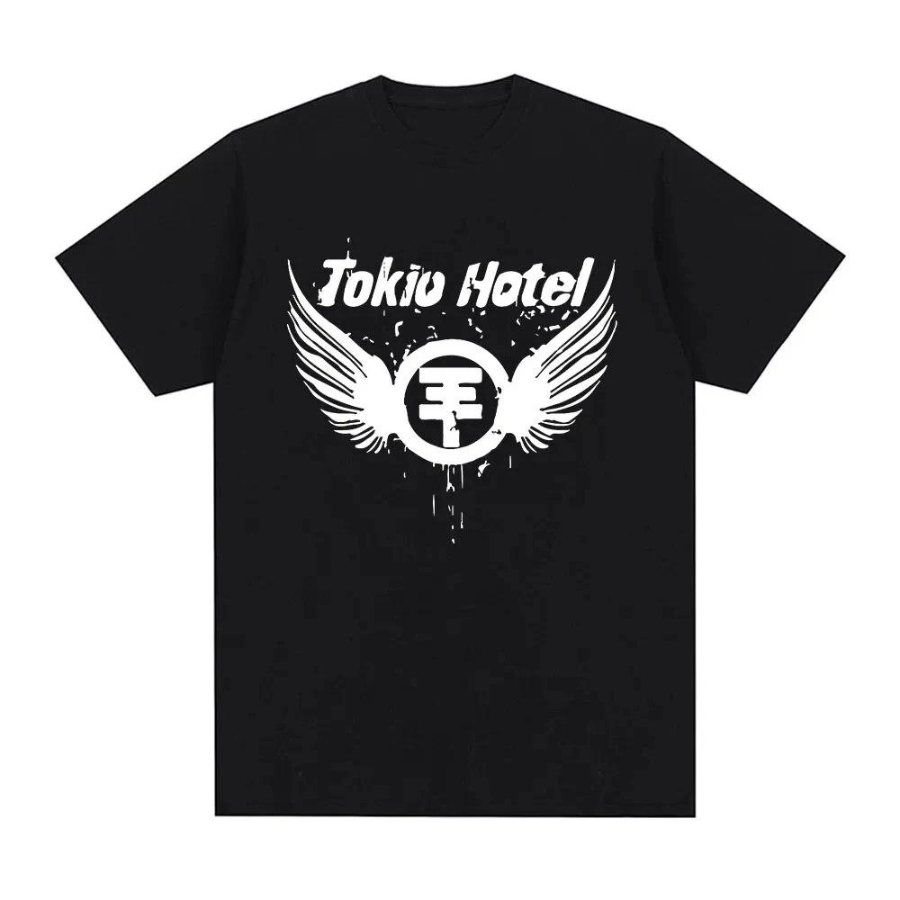 Футболки из 100% хлопка, футболка с логотипом рок-группы Tokio Hotel, унисекс, модная футболка в стиле хип-хоп, панк, готическая футболка, футболка большого размера с короткими рукавами