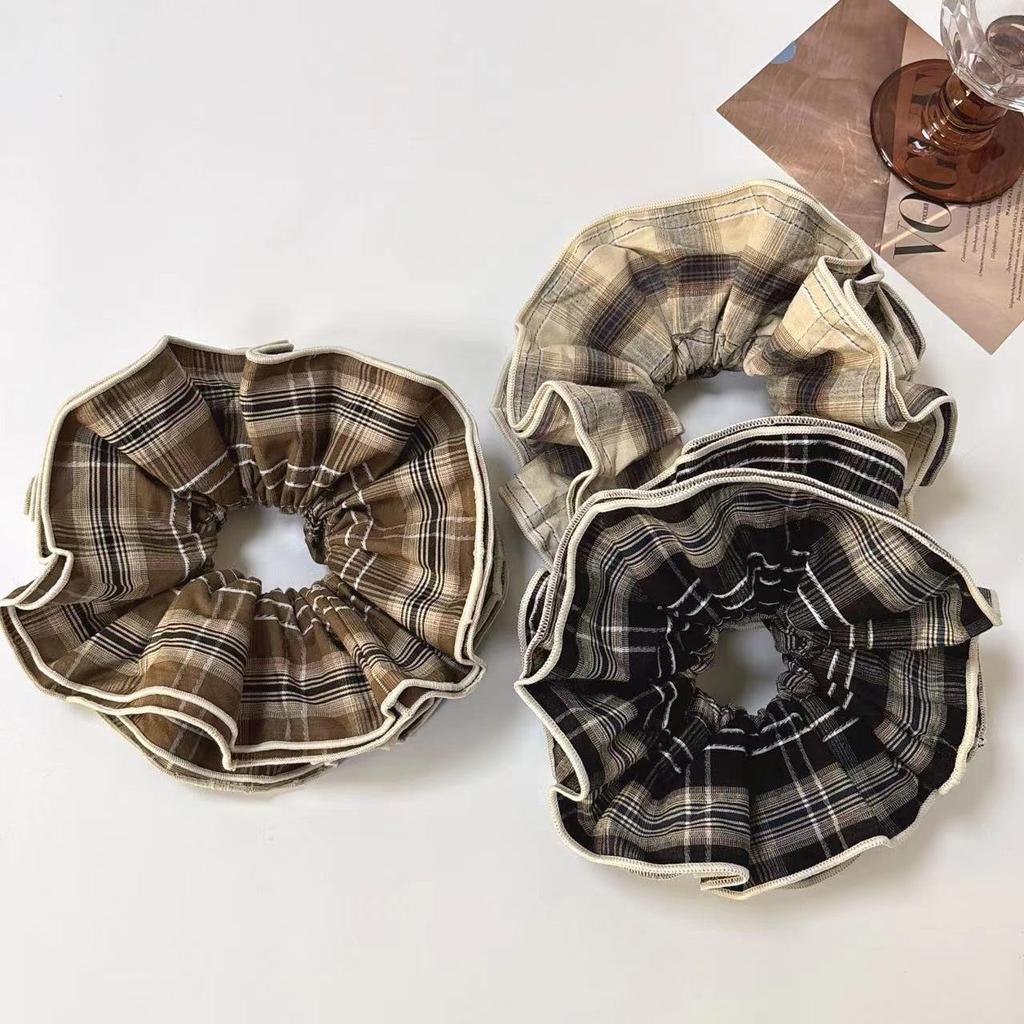 Korean Retro Double-Layer Plaid Hair Ring - Sweet, Versatile Hair Accessory