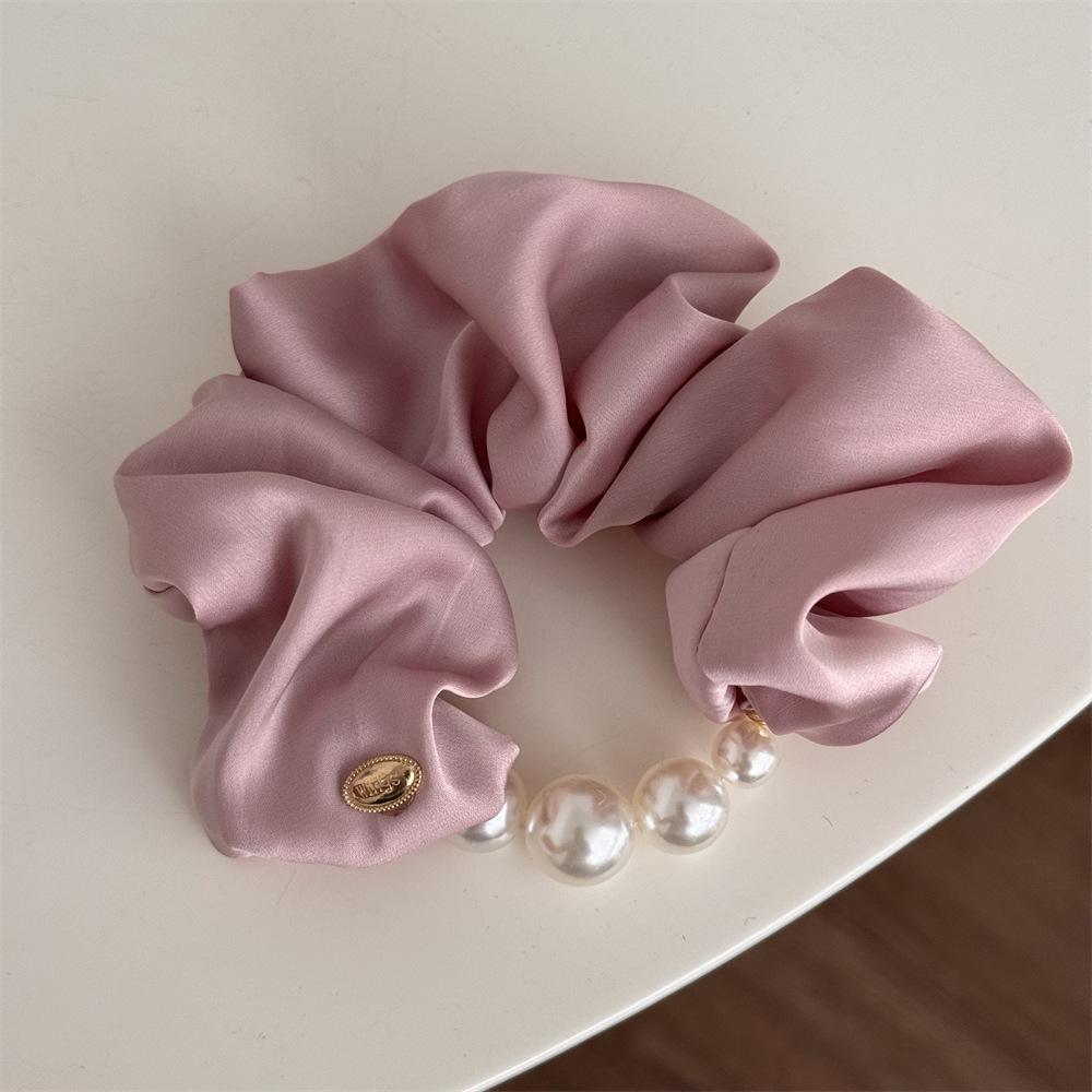 1pc Korean Version Gentle Temperament Pearl Border Large Intestine Circle Low Ponytail Headband Gold Label Hair Tie