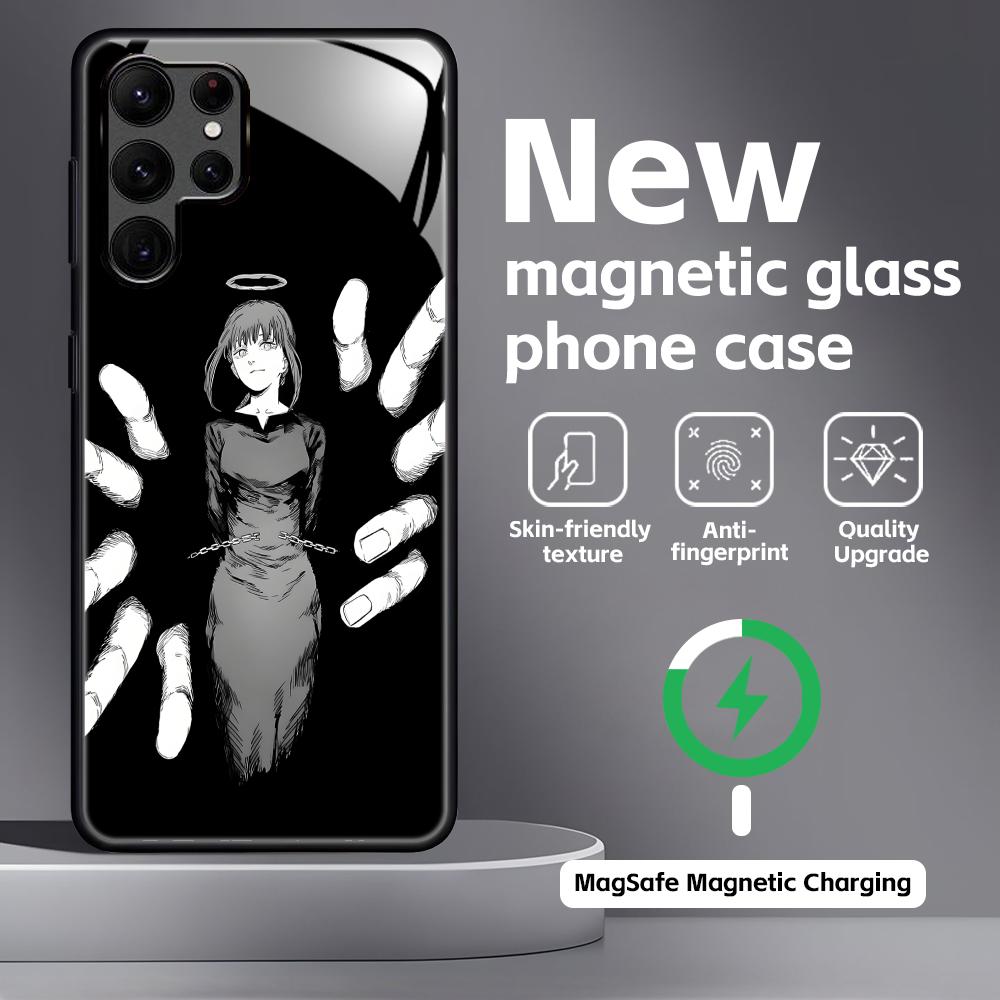 Anime Chainsaw Man Phone Case For Samsung S25 S24 S23 S22 S21 S20 Plus Ultra Note20 Glass Magnetic Case