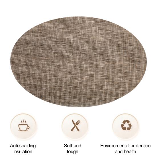 PVC Woven Table Mats Ellipse Solid Color Non-slip Waterproof Wear-resistant Heat-resistant Bowl Pads Drink Cup