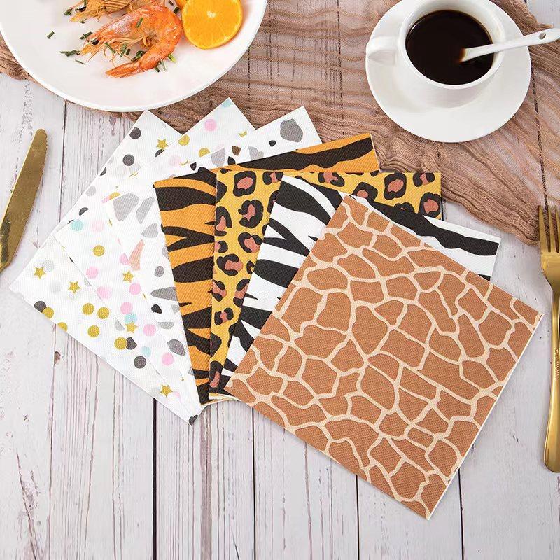 20PC/BAG Nordic Style Fashion Leopard Print Napkin Party Celebration Decorative Paper Restaurant Home Fashion Theme Paper Napkin