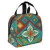 Boho Jacquard Pattern Insulated Lunch Bag for School Waterproof Cooler Thermal Lunch Box Women Children Food Container Tote Bags