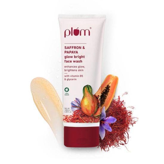 Сливовый шафран и папайя Glow & Brightening Face Wash | С витамином B5 | Glow Bright Face Wash для женщин и мужчин | 100% веганский | 100 мл