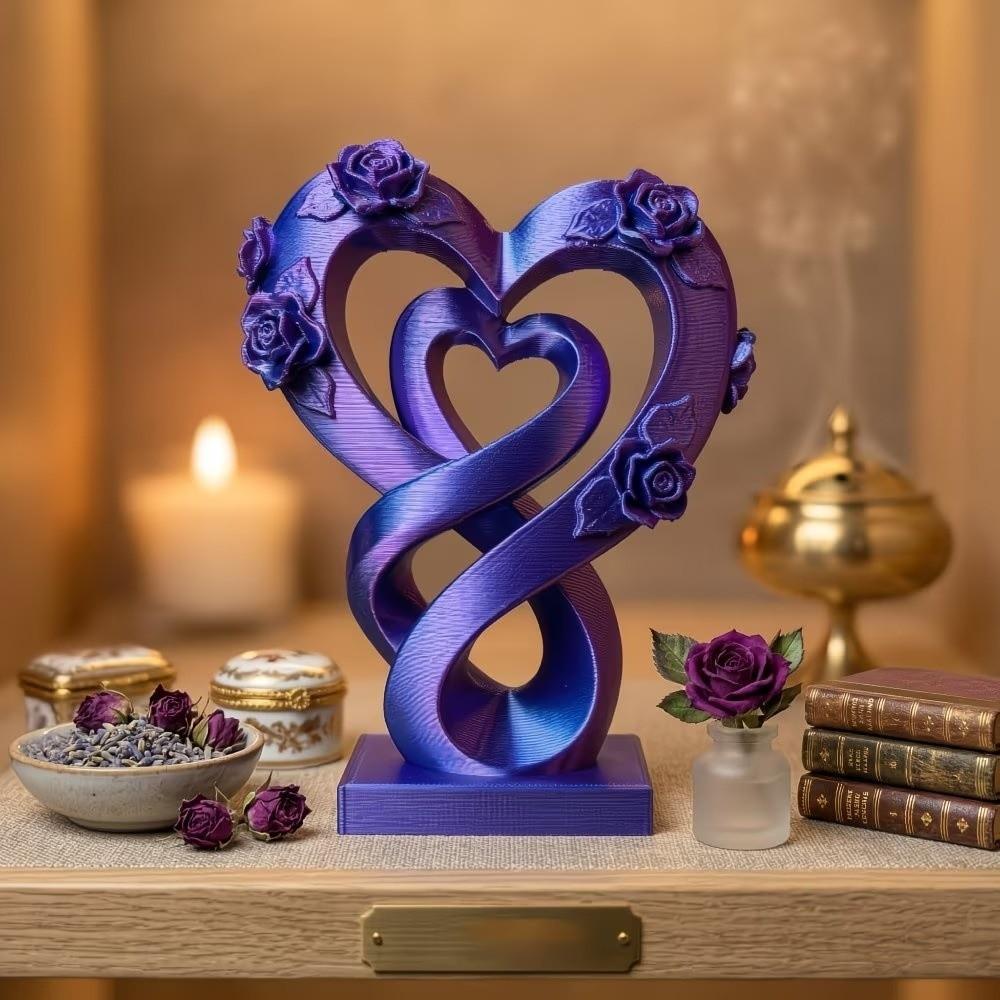 Modern Heart Rose Ornament Romantic Heart Statue Ornament Creative Love Ornament  Valentine’s Gift