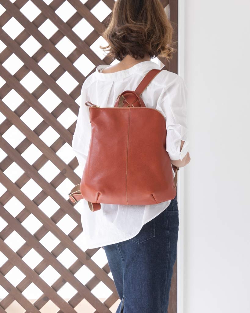 СУМКА с Imai Bag GENOVA Мини-рюкзак из коровьей кожи Натуральная кожа Сделано в Японии Стильный рюкзак на молнии [IMAI 1977] Г-образный (2670 Оранжевый)