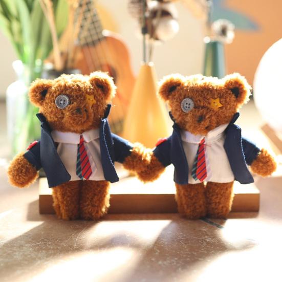 Брелок-подвеска в виде плюшевого медведя с ремешком, мягкий хлопковый брелок для ключей с чучелом животного для поделок своими руками, украшения для рюкзака автомобиля