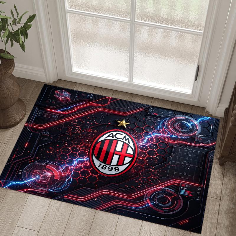 Дизайн AC Milan Кристальный Велюровый Ковер Уютный Не?Нескользящий ковер с принтом для спальни, гостиной, прихожей