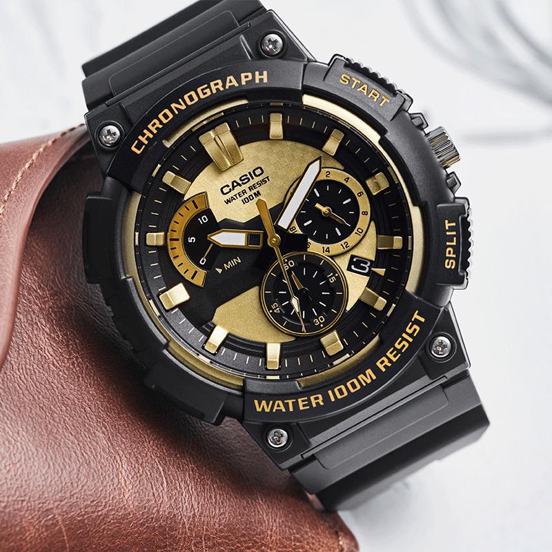 Casio Часы серия-диск серия, двойной дисплей водонепроницаемые, кварцевый механизм, полимерный ремешок, японские и корейские часы, тот же стиль для MCW-200H-9ABA-110-1A