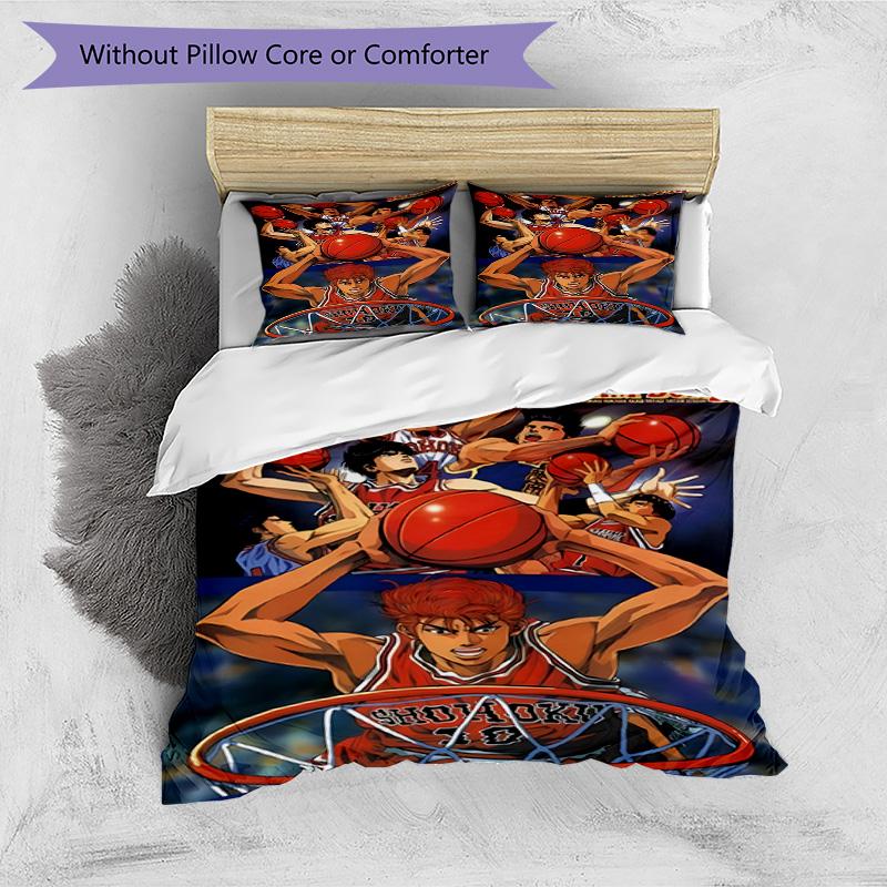 3pcs Duvet Cover Set (1*Duvet Cover + 2*Pillowcase, Without Core), SLAM DUNK Print Bedding Set, Bedroom Decor, All‑Season, Birthday Gift
