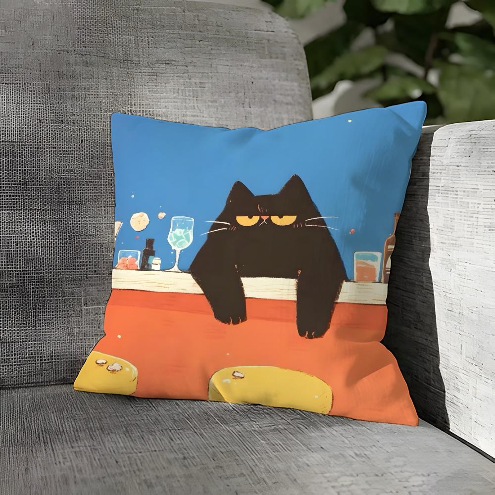 Cute Cat Pattern Pillow Case Linen Pillows Case Cushions Case Sofa Pillows Case Decor Home