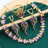 Europe and The United States Hot Anti Allergy Zircon Bracelet Necklace Earrings Gold Jewelry Set
