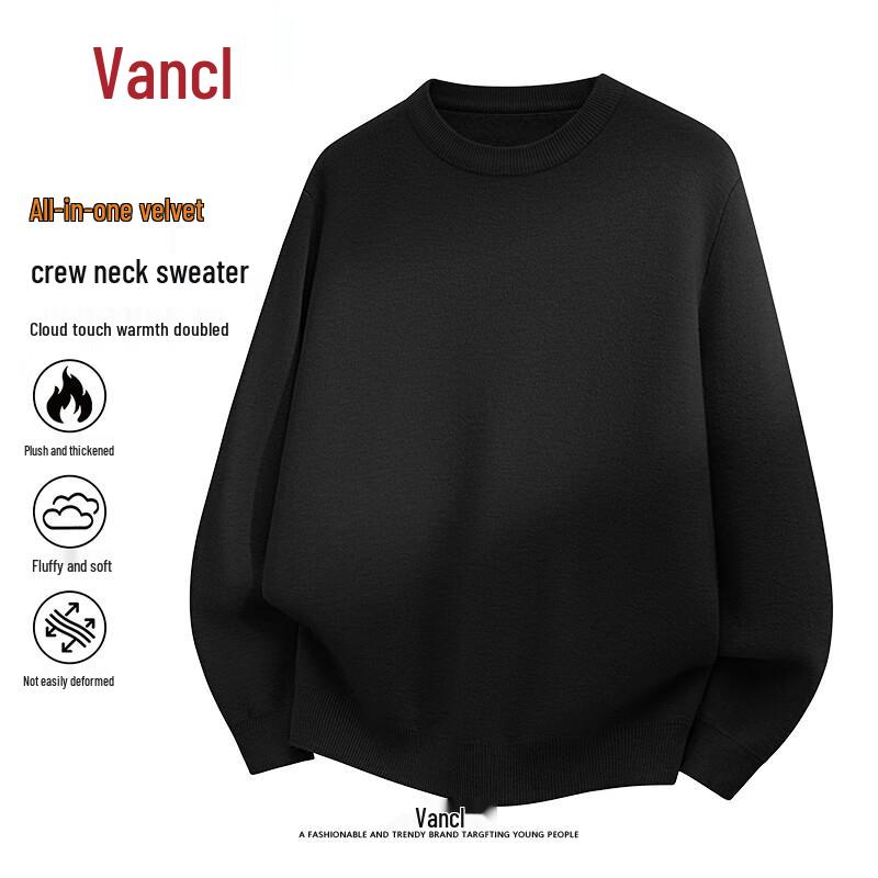 VANCL Men's Fleece-Lined Crew Neck Sweater
