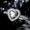 New High-quality Silver Plated Heart Rings Women for Engagement Wedding Brilliant Cubic Zirconia Love Rings Statement Jewelry