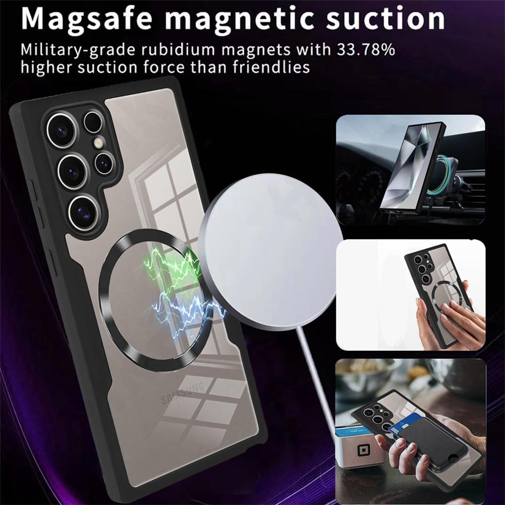 Чехол для Samsung Galaxy S24 S23 S22 Ultra с беспроводным зарядным устройством Magsafe 360, полный противоударный силиконовый защитный чехол для экрана телефона