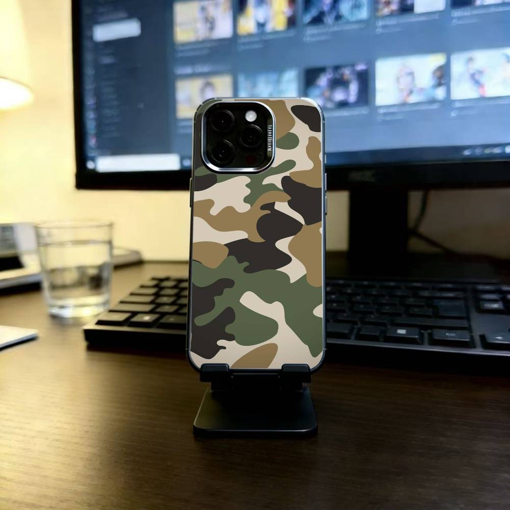 F-Fashion C-Камуфляжный чехол для телефона iPhone 17,16,15,14,13,12,11 Plus,Pro Max,XS,Цветной серебристый чехол для телефона Funda Cover