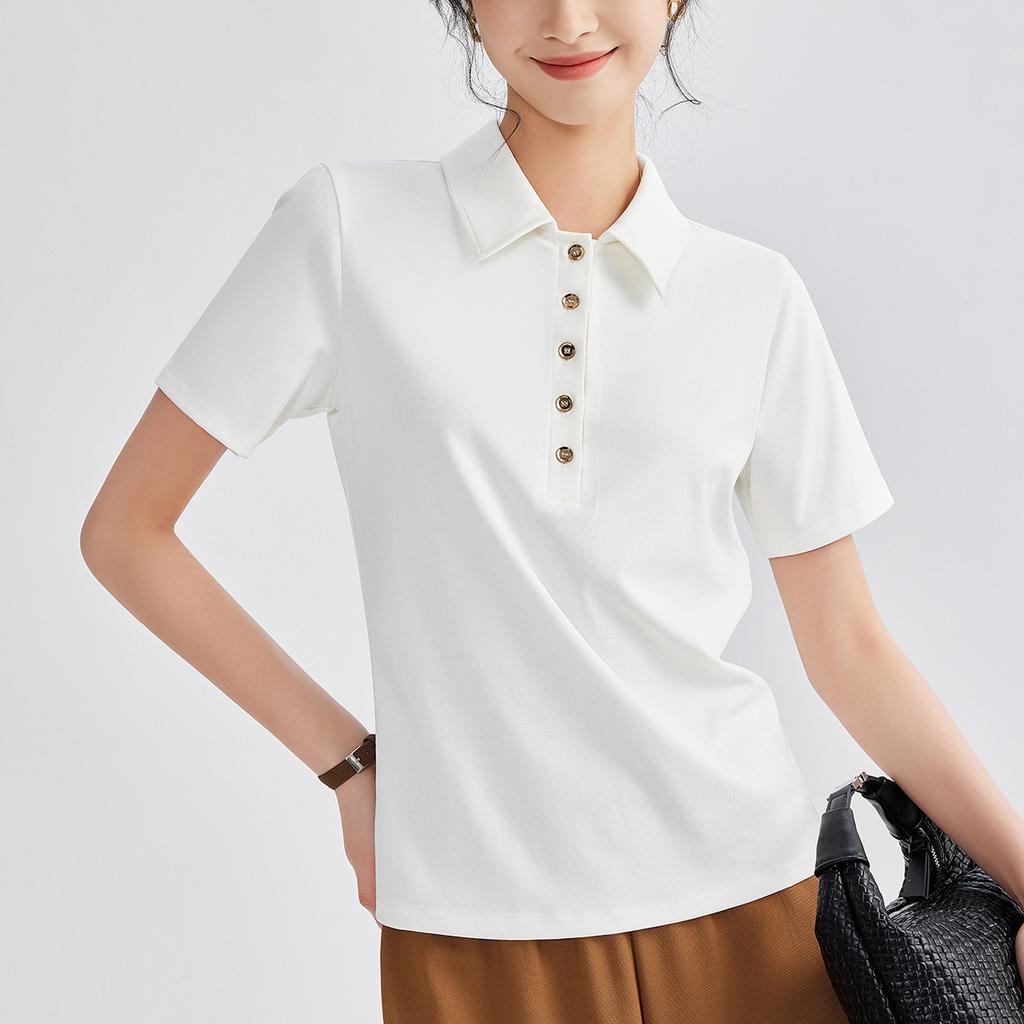 Женский новый летний повседневный топ с короткими рукавами и лацканами для похудения