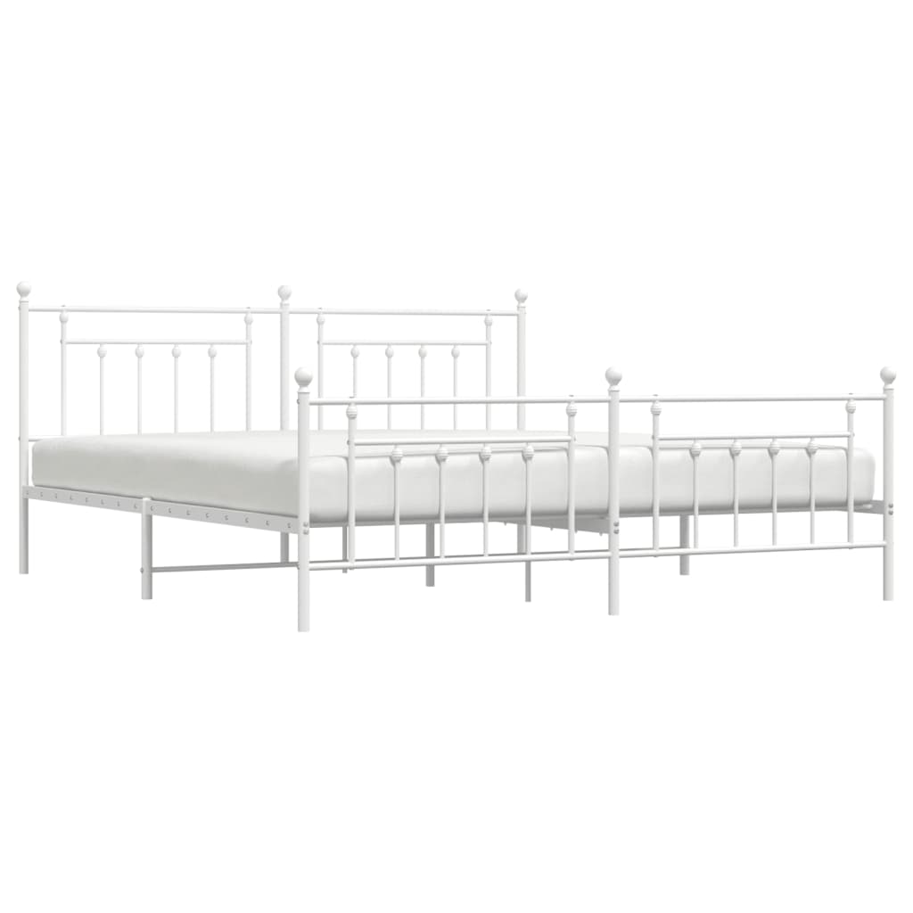 Vidaxl Металлическая Рама Кровати С Изголовьем И Изножьем, Белая, 200X200 См