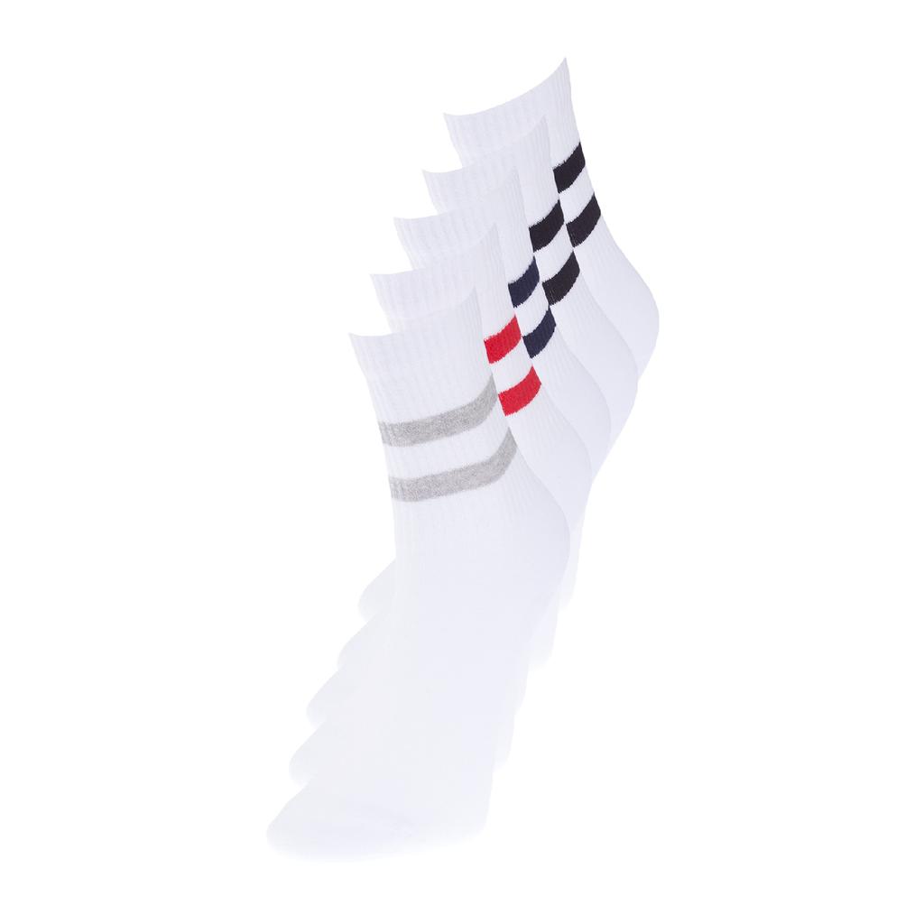 Белое полотенце с подошвой, 5 комплектов полосатых носков унисекс с толстыми вязаными носками Thmaw24co00026