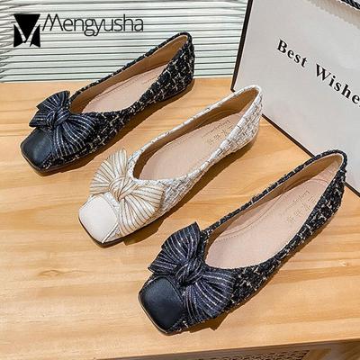 Мода 2024 года, женские туфли на плоской подошве с носком свиной пасти, классические фирменные клетчатые балетки, женские мокасины с неглубокой мягкой подошвой