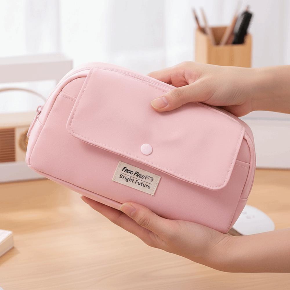 Large Capacity Stationery Bag Solid Color Storage Bag Pencil Case  Stationery Storage