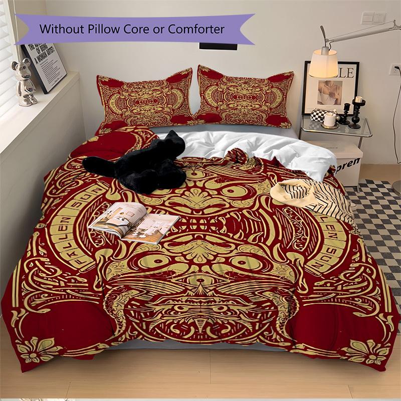 3pcs Ornate Mask Duvet Cover Set -Includes 1 Duvet Cover and 2 Pillowcases, No Quilt Core, All-Season Home Decor yy251111145