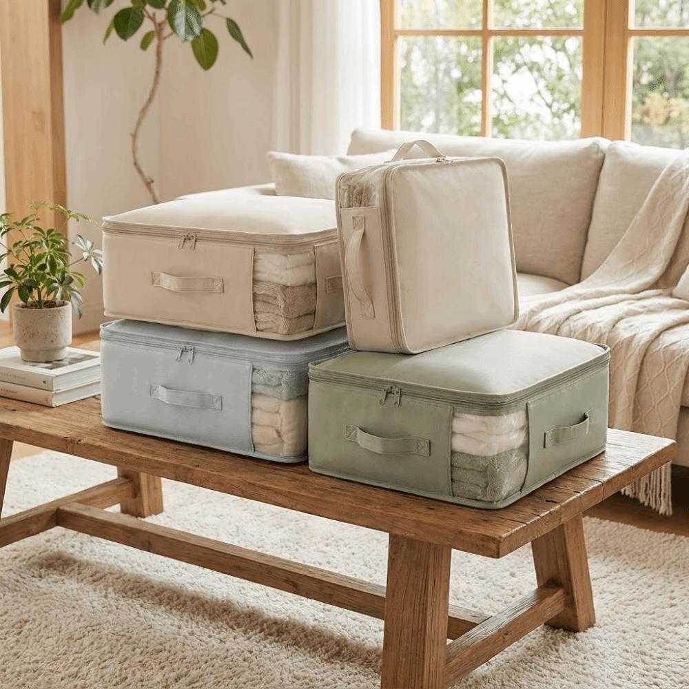 Visible Bed Sheet Storage Bag Folding Moving Packing Bag Quilts Storage Organizer Wardrobe