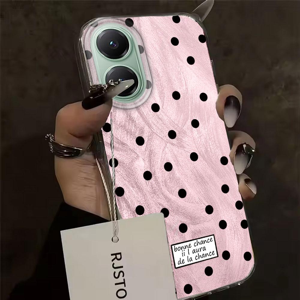 Черный чехол для телефона с текстурой перьев и круглыми точками для Xiaomi Poco X5 X7 M6 Pro X6 X3 Pro NFC C75 C71 C65 C61 M5S Женский Девичий Чехол