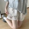 Summer well-behaved bear~ sweet and cute embroidered casual shorts for women's loose and thin wide-leg five-point sweatpants