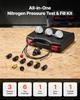 Hydraulic Nitrogen Accumulator Charging Kit, All-in-One Nitrogen Fill Kit, Pressure Test System with 3 Gauges (100, 250, 400 Bar), 6 Adapters