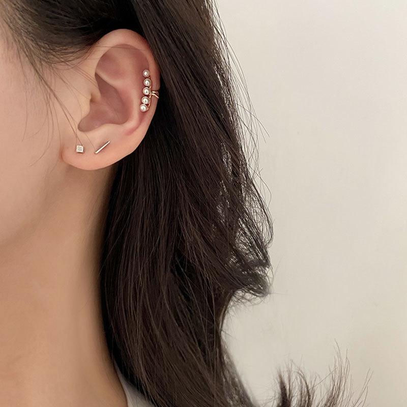 Pearl Ear Bone Clip Ear Pinch Ear Pinch Without Ear Piercing for Women Cold Style Niche Elegant Lateral Ear Bone Ear Ring