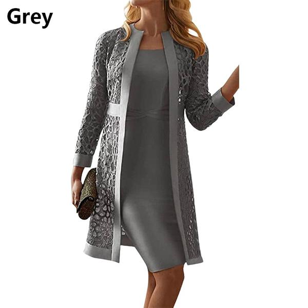 Женское элегантное платье с длинными рукавами, костюм, новая мода, платья для матери невесты, женские вечерние платья до колен, вечерние платья больших размеров