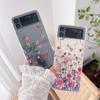 Прозрачный жесткий чехол для телефона с цветочным узором для Samsung Galaxy Z Flip 3 5g, задняя крышка с портативным браслетом для женщин