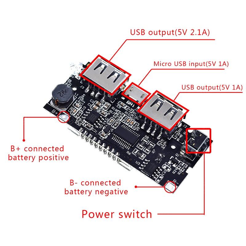 Зарядное устройство с двойным USB 18650, модуль питания 5 В, 1 А, 2,1 А, мобильный блок питания, аксессуары для телефона, плата DIY светодиодного ЖК-модуля
