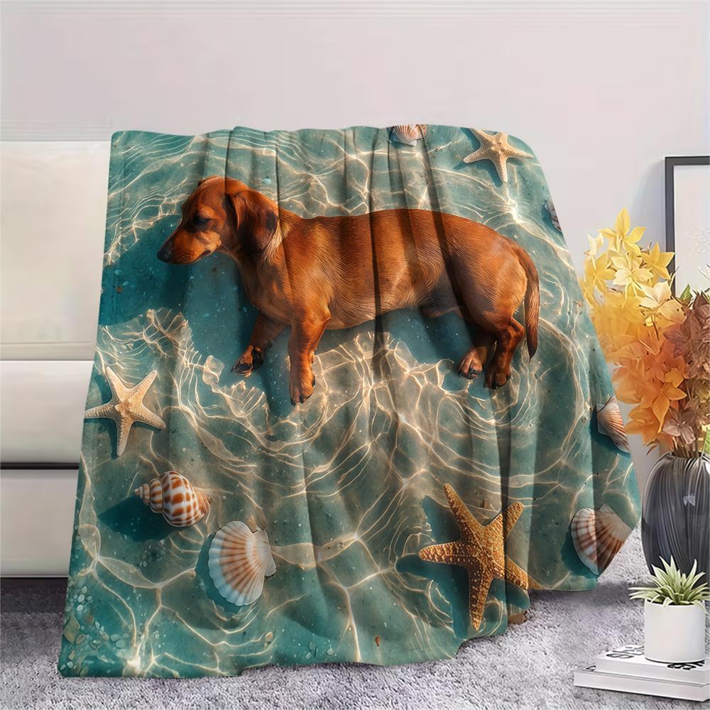 Sea water puppy kitten Print Flannel Blanket,High quality Comfortable for All Seasons,Home Decor,Warmth and Comfort,Perfect for Christmas Gifts