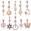 14G 316L Stainless Steel Fashion Reverse CZ Dangle Belly Bar Ring Navel Piercing