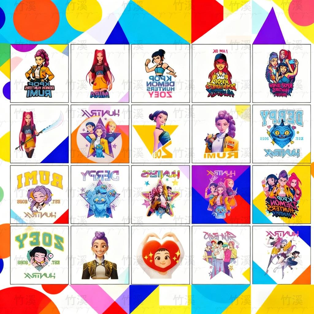 Набор тату-наклеек «Охотница на демонов Руми Кан» 20 штук KPOP Аниме Трендовые аксессуары | Звездный идол в том же стиле Водонепроницаемые Легко наклеиваются