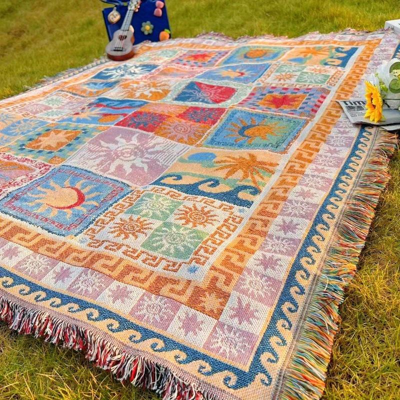 Outdoor Blanket Portable Thickened Picnic Mat, Camping Blanket Sofa Throw Beach Towel, Washable Warm Garden Tent Pad
