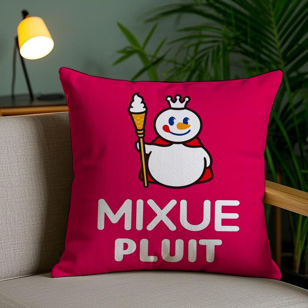 Чехол на подушку Mixue Ice Cream & Tea Плюшевая ткань Мягкий Двусторонний печатный Невидимая молния Чехол для диванной подушки Домашний декор
