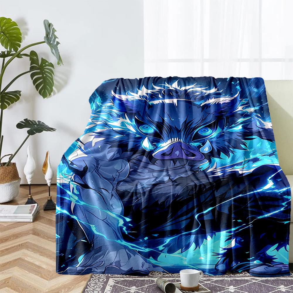 Demon Slayer Theme Printed Blanket - Perfect for Couch, Bed, Travel & Outdoor Use | Machine Washable, Cozy & Durable.