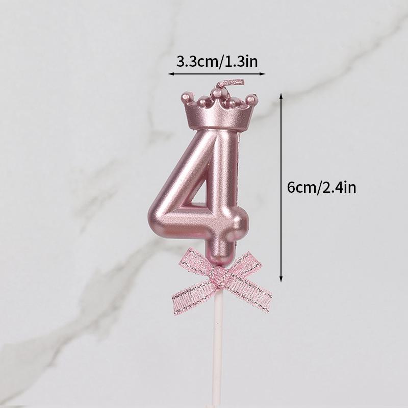 Розовая свеча-корона День рождения 0-9 Номер Украшение для торта Цифровые свечи Десертная вставка Декор Вечеринка Юбилей День Украшение для торта