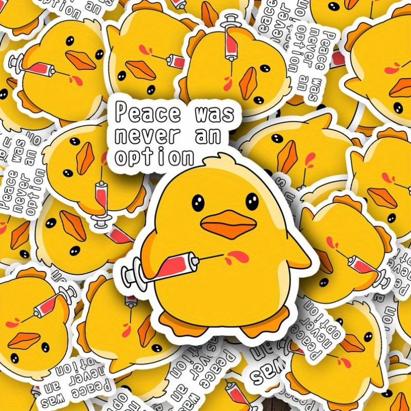 Duck - Peace Was Never an Option Die-Cut Sticker - White Background Laminated Waterproof Sticker, Funny Nurse Pun