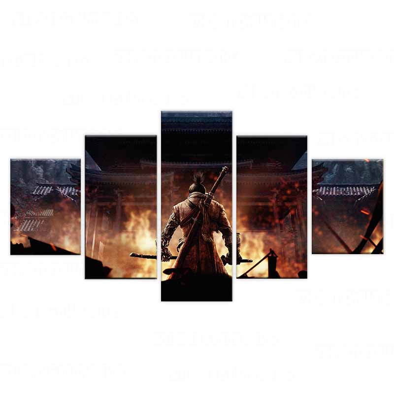Без рамки 5 шт. SEKIRO Shadows Die Twice Игры Холщовые Постеры Настенное Искусство Картины HD Декор для Дома Гостиной