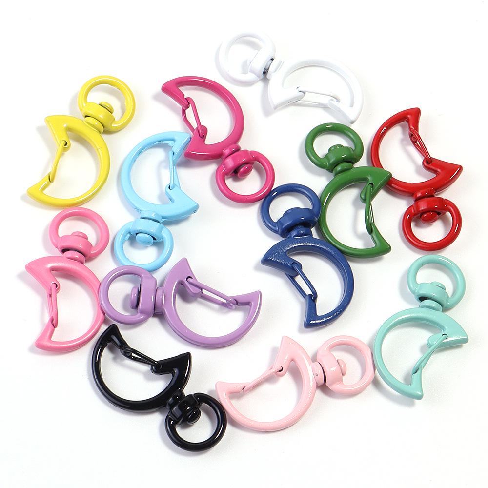 Цветной брелок-карабин из сплава: Аксессуары для браслетов «Сделай сам» в виде сердца, луны и звезды