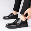 Dress Leather Shoes Men Lace Up Fashion Formal Genuine Brogue Round Toe Outdoor Black Wedding Party Business Man Shoes Men