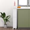 Multifunctional Shelf with Casters, Narrow Design, 4 Compartments, 45x15x91 cm, White