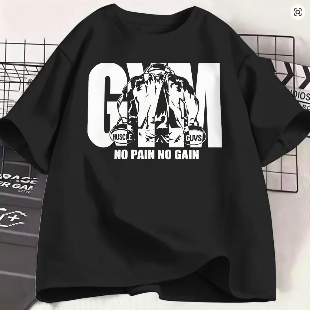 Gym Bodybuilding Fitness T Shirt Summer No Pain No Gain Leisure Tshirts Unisex Cotton Crew Neck Short Sleeve Y2k Fun Tshirt