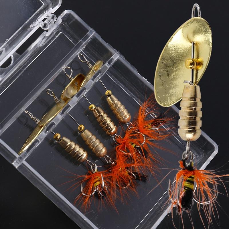 Рыболовные приманки, твердые металлические спиннер-приманки для окуня, форель, набор приманок, 4 шт. в коробке