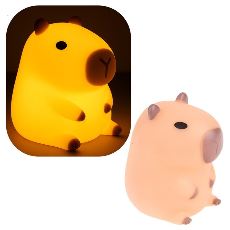 Soft Silicone Night Light for Children, Battery Operated, Capybara, 11cm LED