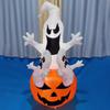 5.9FT Glowing White Ghost Pumpkin Inflatables Halloween Outdoor Decoration Blow Up Three Ghost